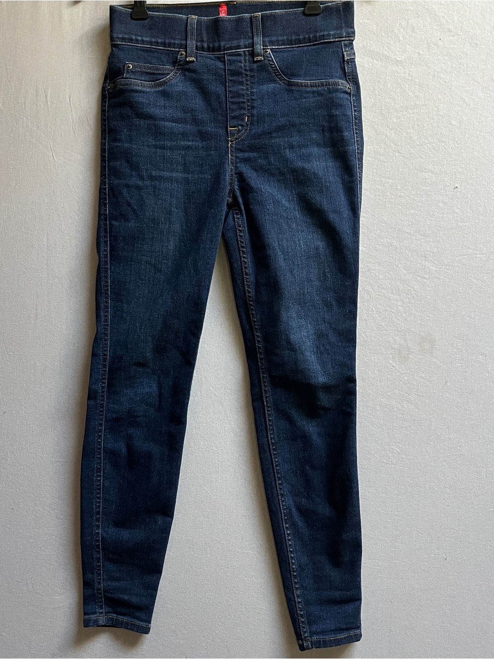 SPANX Dark Wash Skinny Jeans High Rise Tummy Control Blue Denim Size S